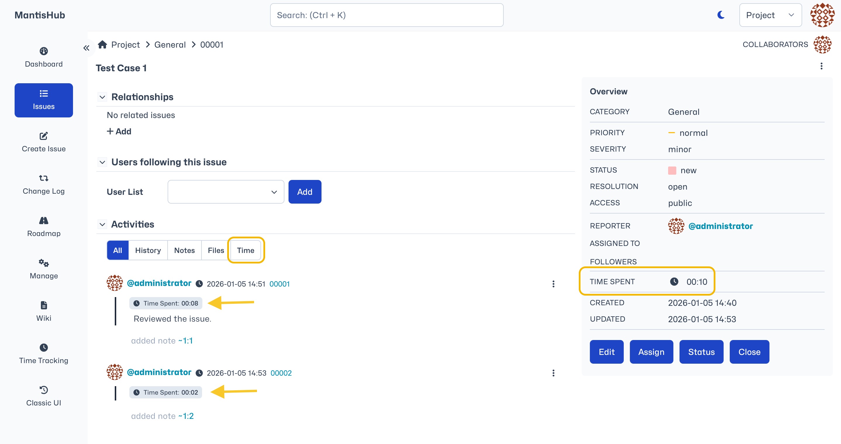 Log Time Tracking